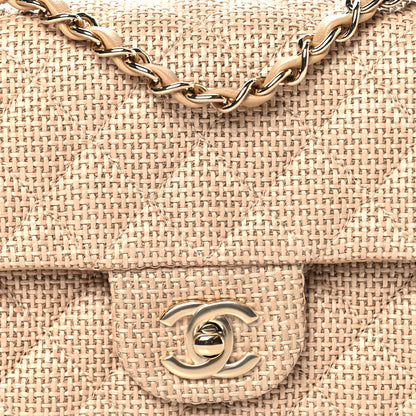 Chanel Braided Raffia Quilted Mini Rectangular Flap Dark Beige 8 of 11