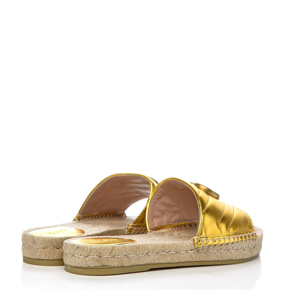 Gucci Metallic Nappa Matelasse GG Marmont Espadrille Slide Sandals 38.5 Oro 4 of 12