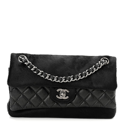 Chanel Aged Calfskin Miss Pony Fur Medium Flap Black 1 of 9