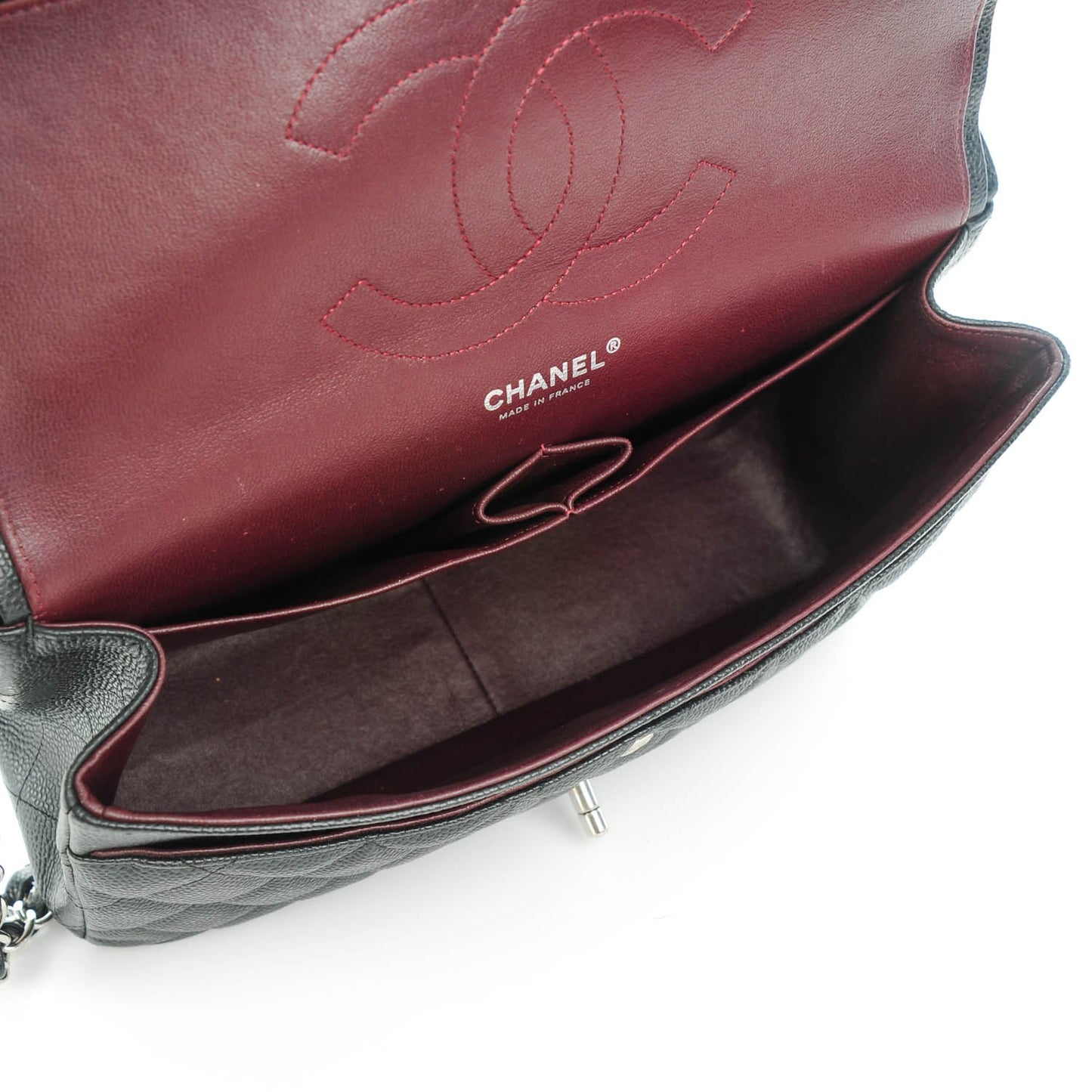 Caviar Quilted Jumbo Double Flap Black