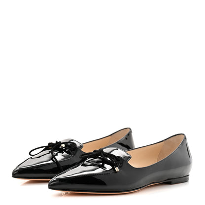 Jimmy Choo Patent Pointy Toe Genna Flats 37 Black 3 of 8
