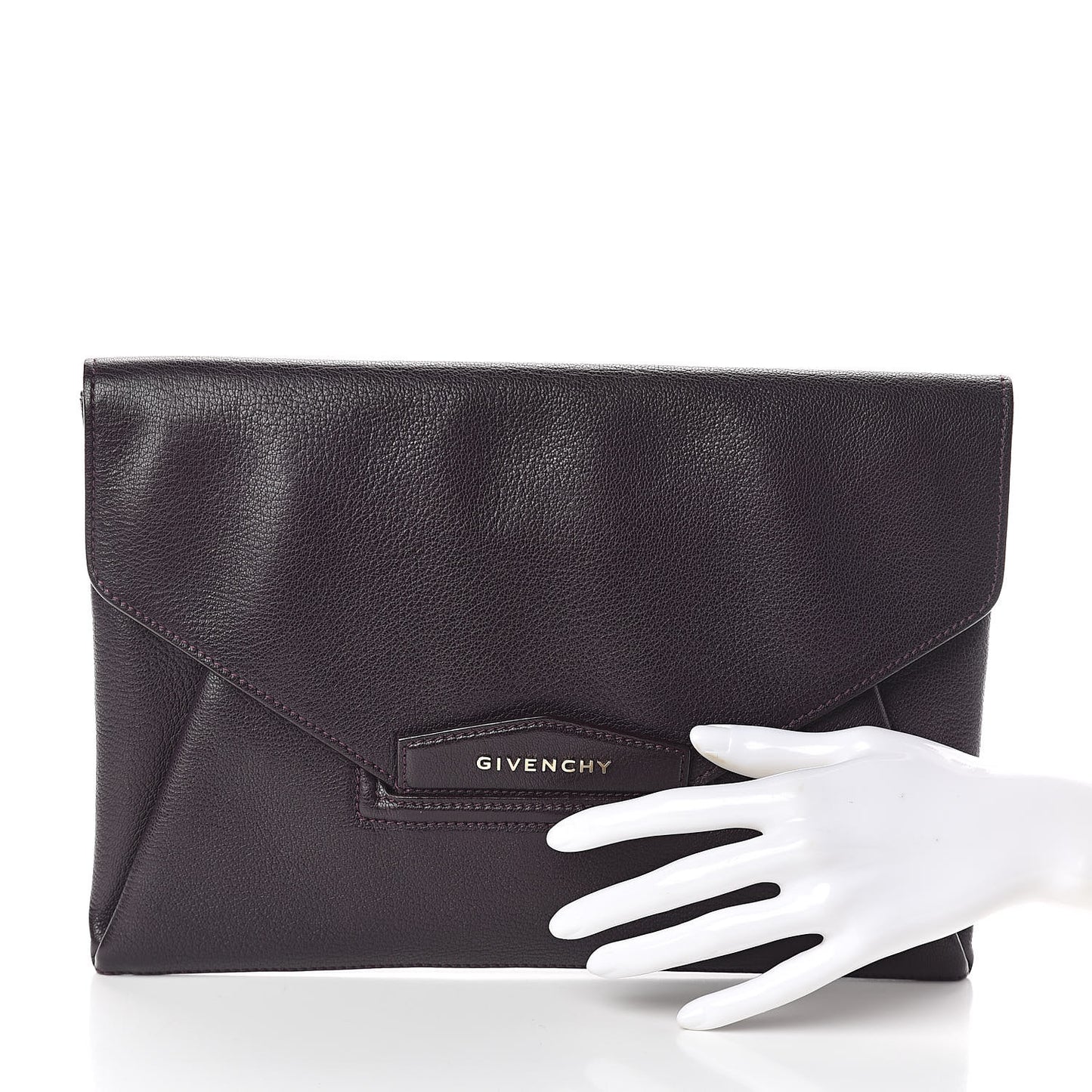 Sugar Goatskin Medium Antigona Envelope Clutch Aubergine