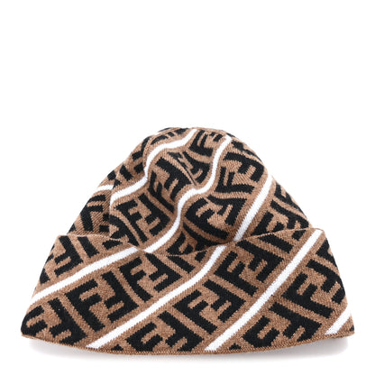 Fendi Wool Knit Zucca Beanie Tobacco White 1 of 5