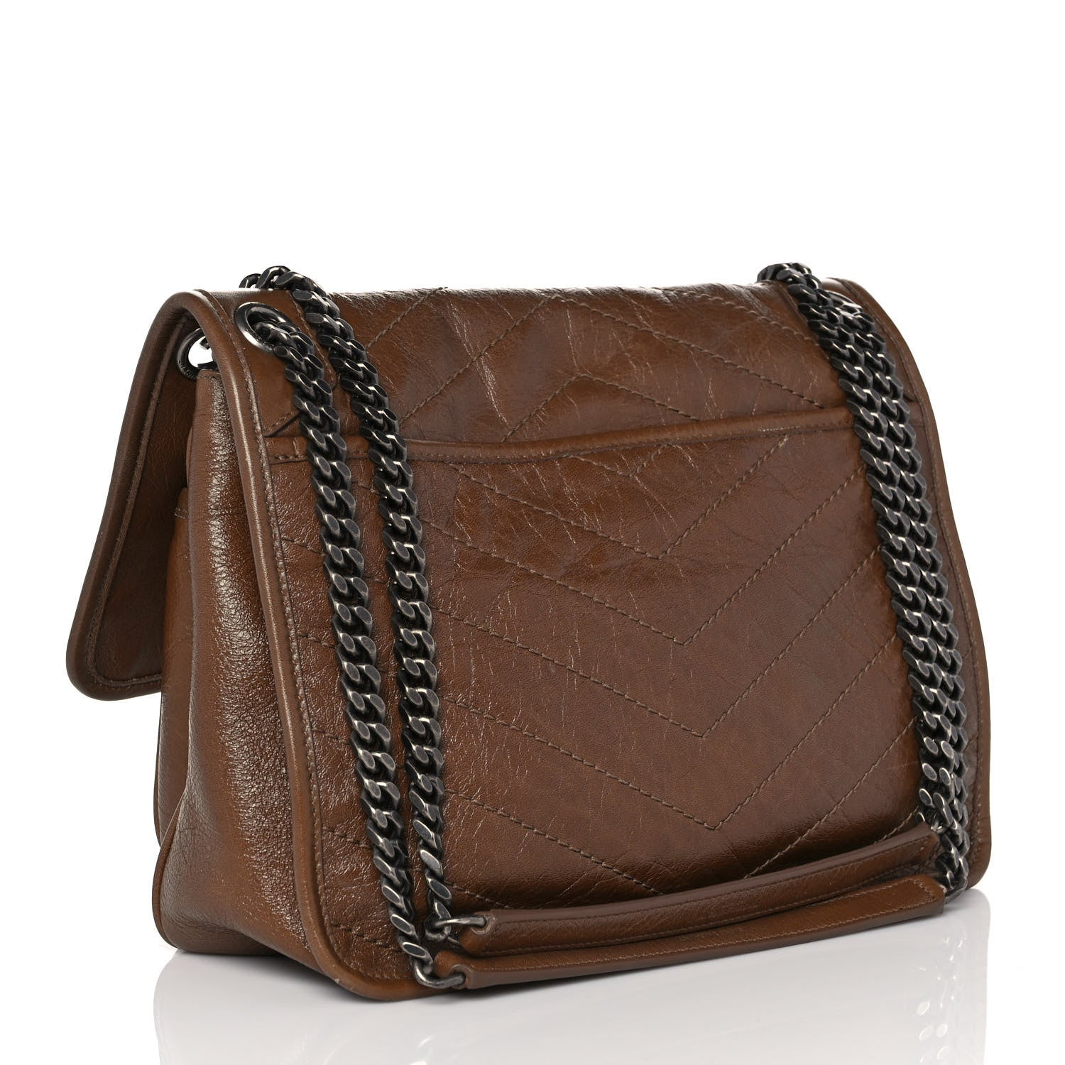 Saint Laurent Crinkled Calfskin Matelasse Monogram Medium Niki Chain Satchel Tan Brown 3 of 10