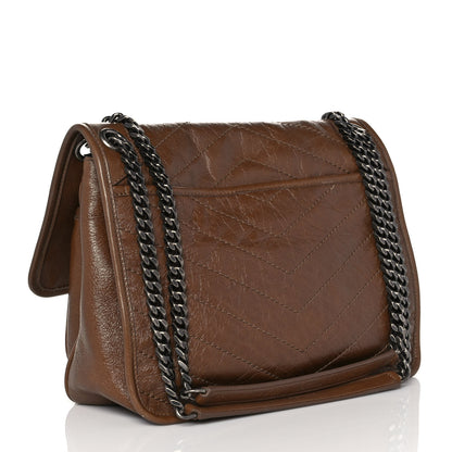 Saint Laurent Crinkled Calfskin Matelasse Monogram Medium Niki Chain Satchel Tan Brown 3 of 10
