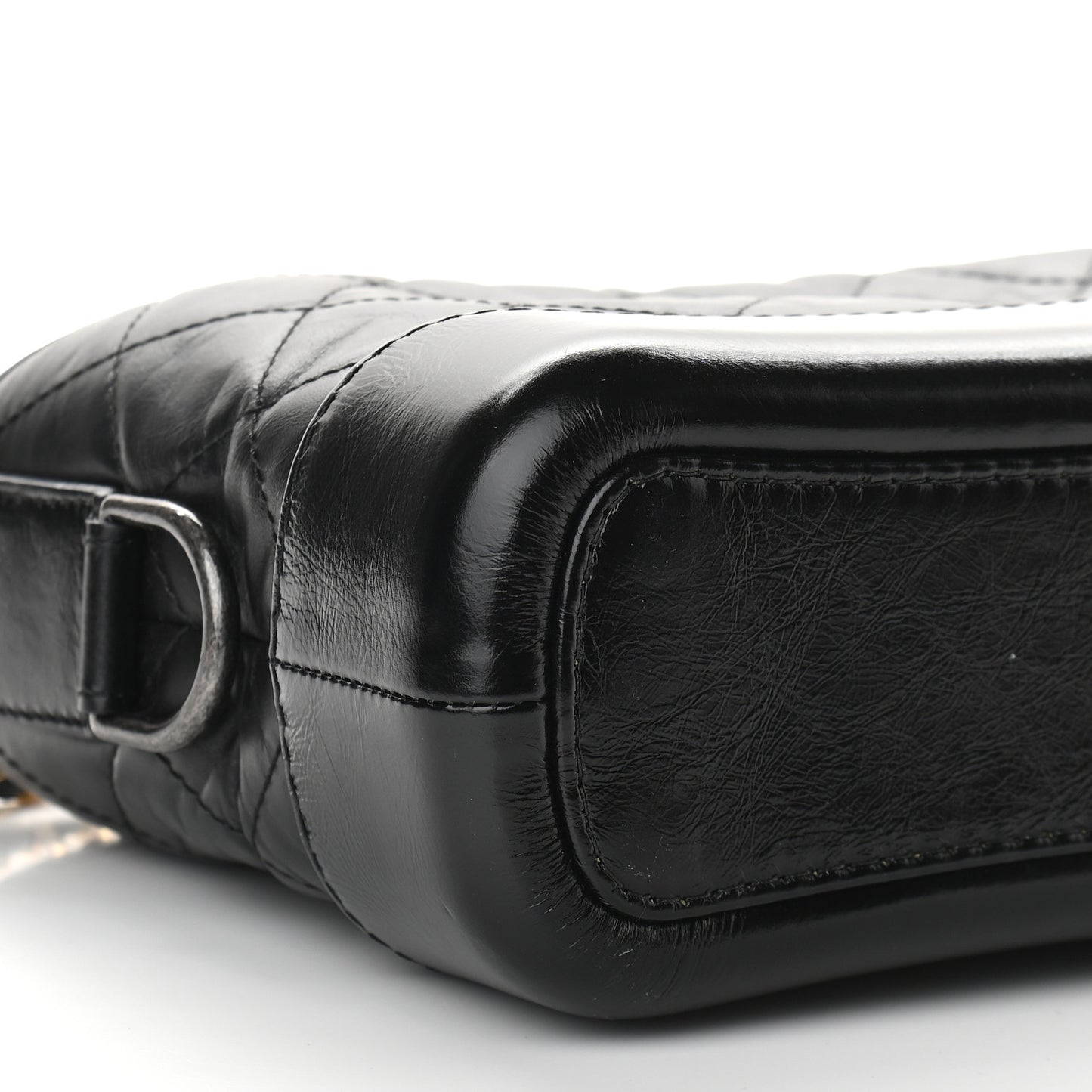 Aged Calfskin Quilted Small Gabrielle Hobo Black