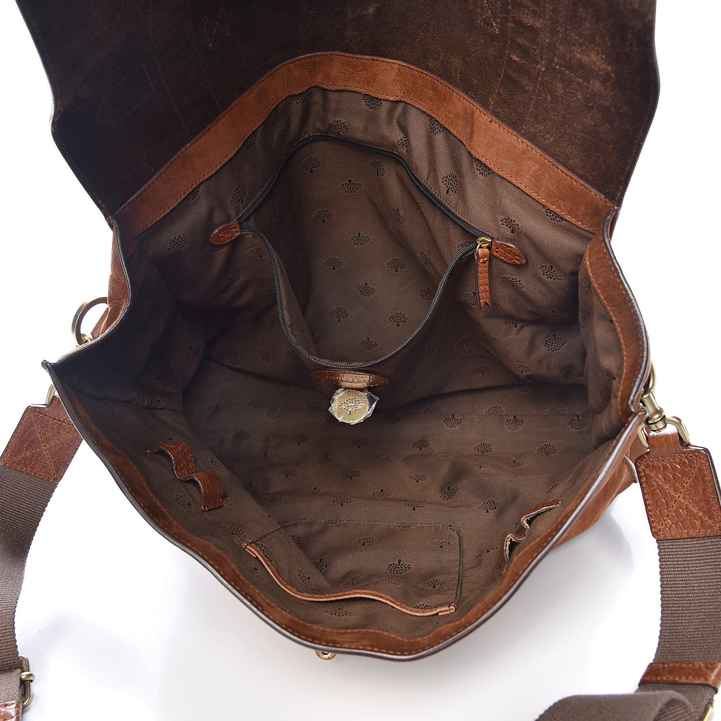 Embossed Crocodile Calfskin Nubuck Ted Convertible Messenger Bag Cognac