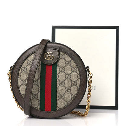 Gucci GG Supreme Monogram Web Mini Ophidia Round Shoulder Bag Brown 10 of 10