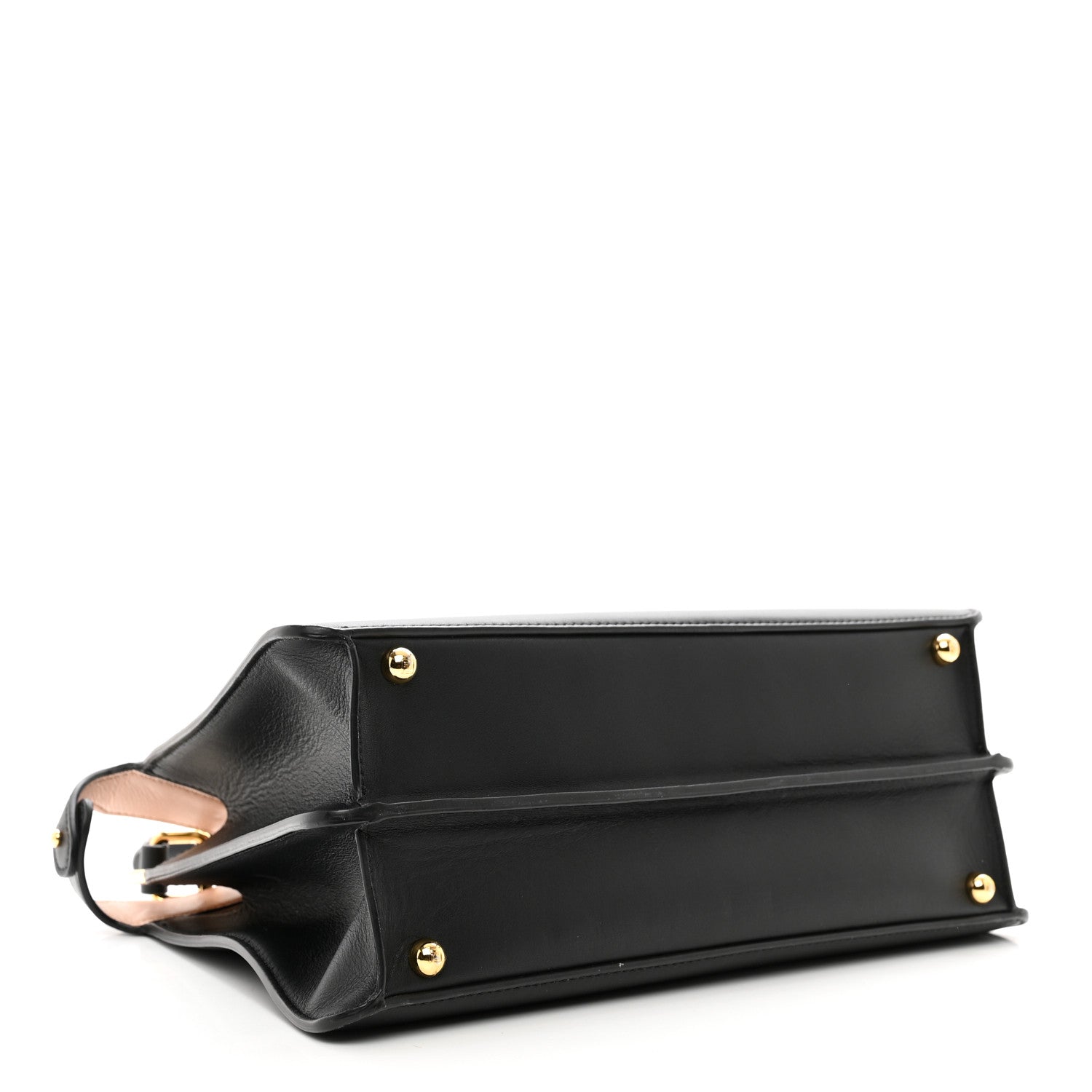 Fendi Vitello Seta Shiny Nappa Medium Peekaboo I SEE U Satchel Black Light Rose 4 of 9