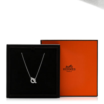 Hermes 18K White Gold Diamond Finesse Pendant Necklace 5 of 5
