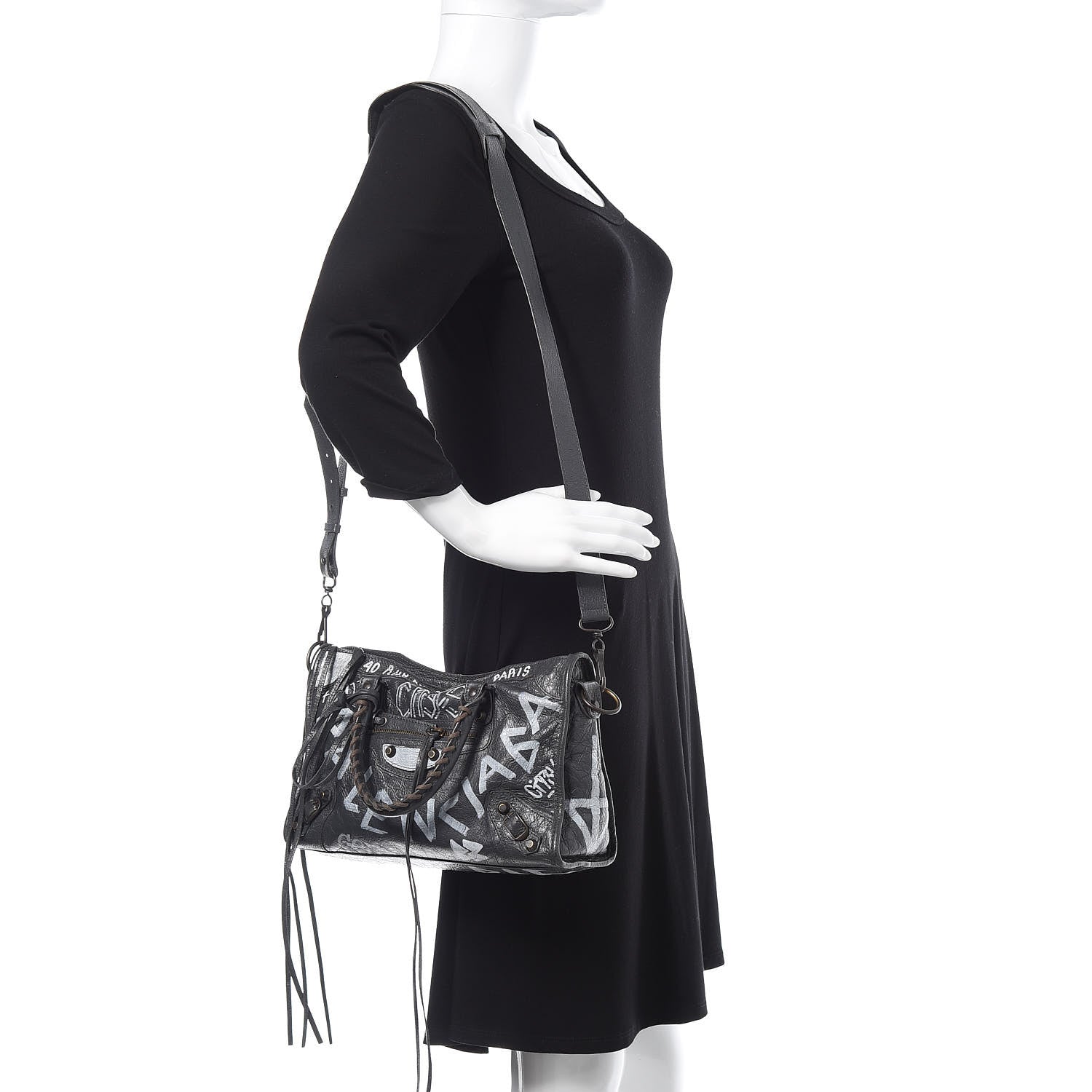 Balenciaga Agneau Arena Graffiti All Over Classic Hardware S City Gris Fossile White 2 of 10