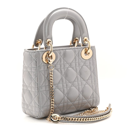 Christian Dior Metallic Lambskin Cannage Mini Lady Dior Grey 3 of 10