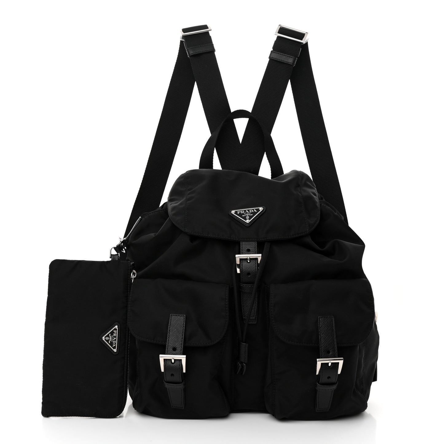 Re-Nylon Tessuto Saffiano Medium Backpack Black