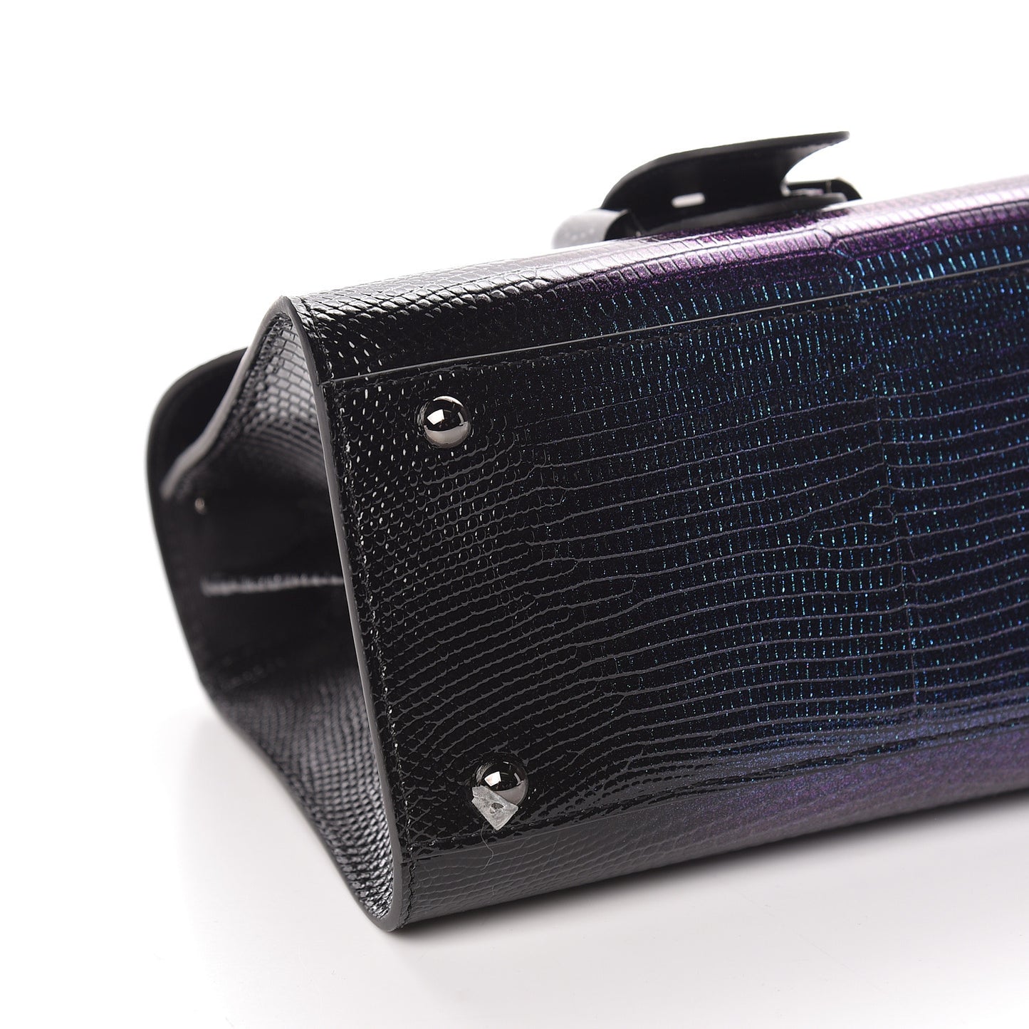 Iridescent Lizard Mini Brillant Satchel Black
