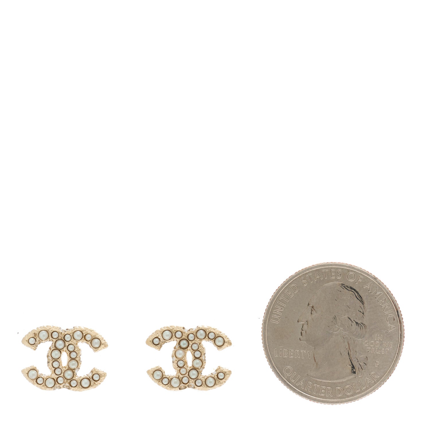 Chanel Pearl Crystal CC Earrings Light Gold 2 of 5