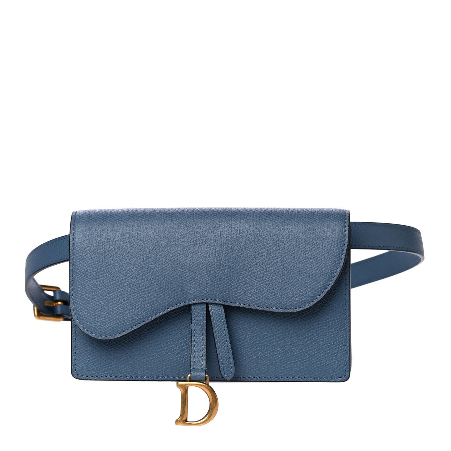Grained Calfskin Saddle Belt Bag Denim Blue