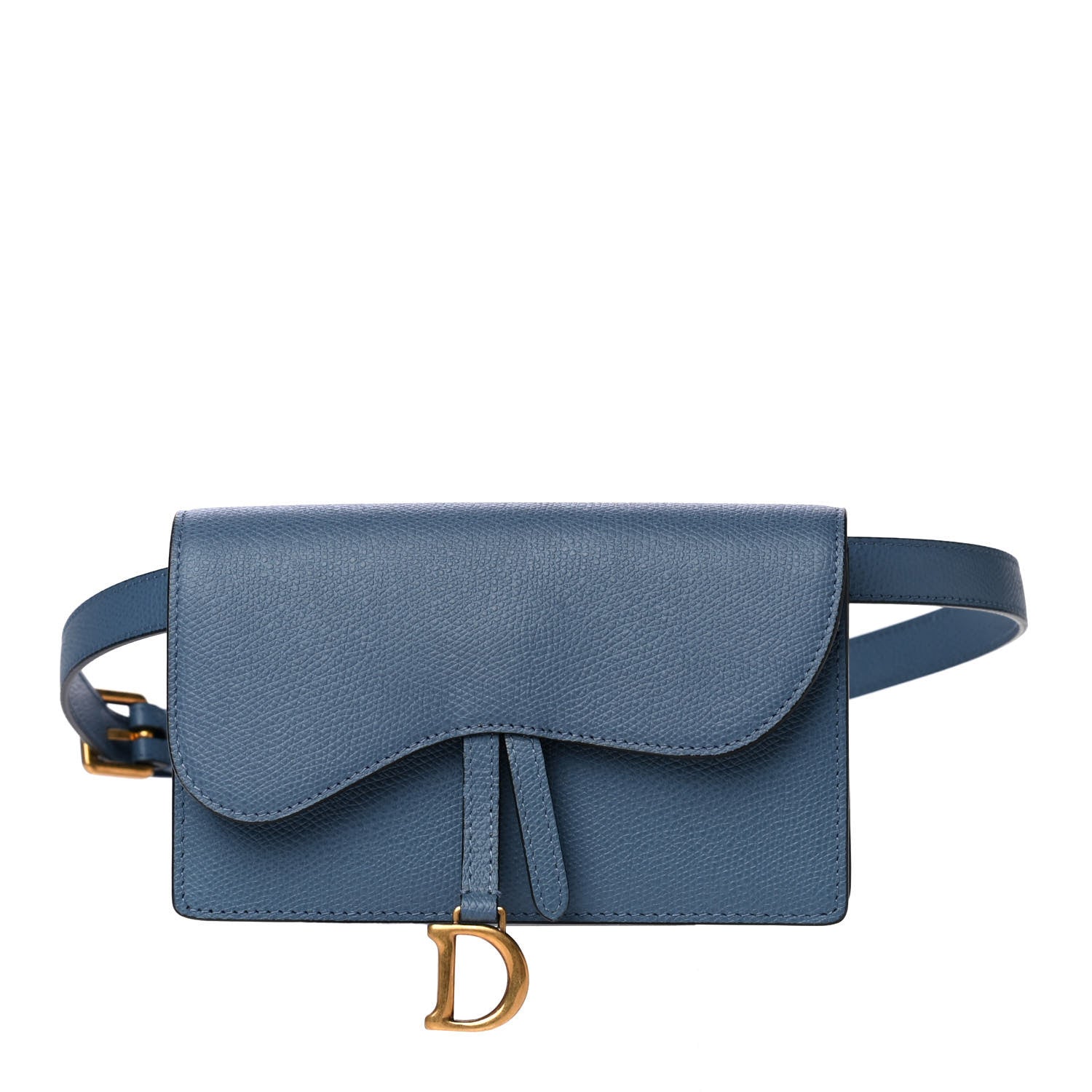 Christian Dior Grained Calfskin Saddle Belt Bag Denim Blue 1 of 13