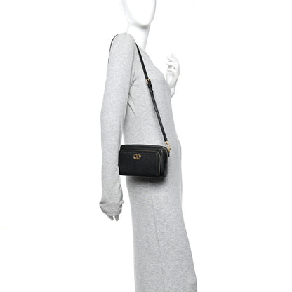 Christian Dior Grained Calfskin Caro Double Pouch Black 2 of 9