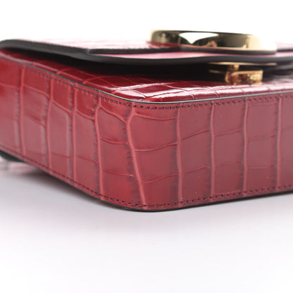 Chloe Calfskin Crocodile Embossed Mini C Double Carry Dusky Red 9 of 10