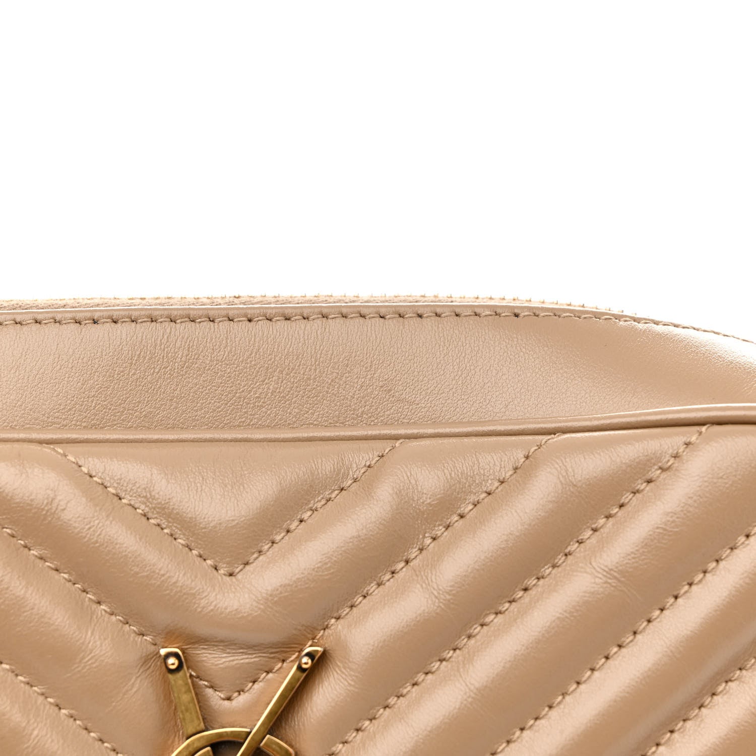 Saint Laurent Calfskin Matelasse Monogram Lou Camera Bag Dark Beige 13 of 17