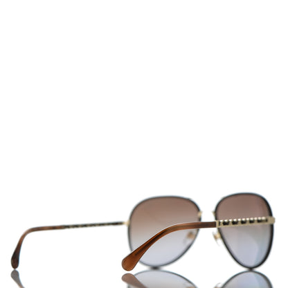 Chanel Lambskin Aviator Chain Sunglasses 4194-Q Brown 3 of 9