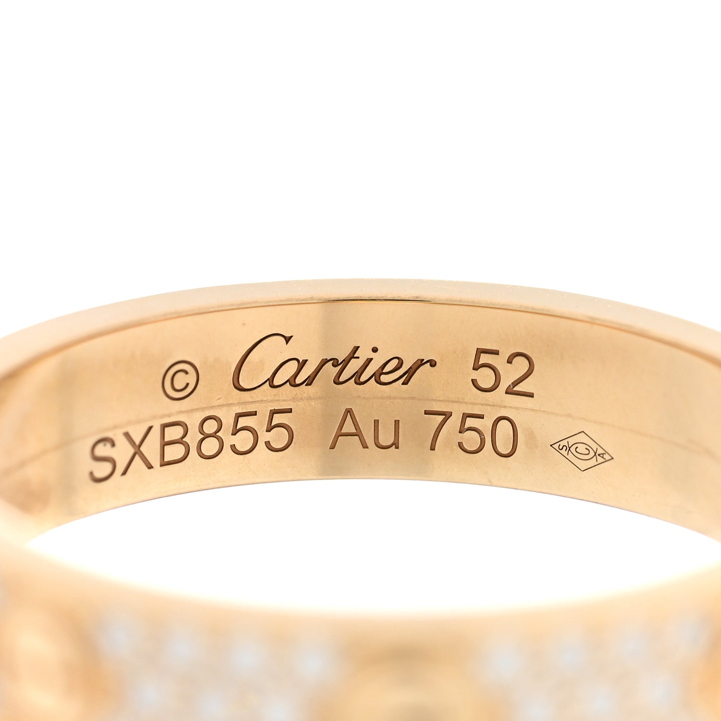 18K Yellow Gold Diamond 4mm LOVE Wedding Paved Band Ring 52 6