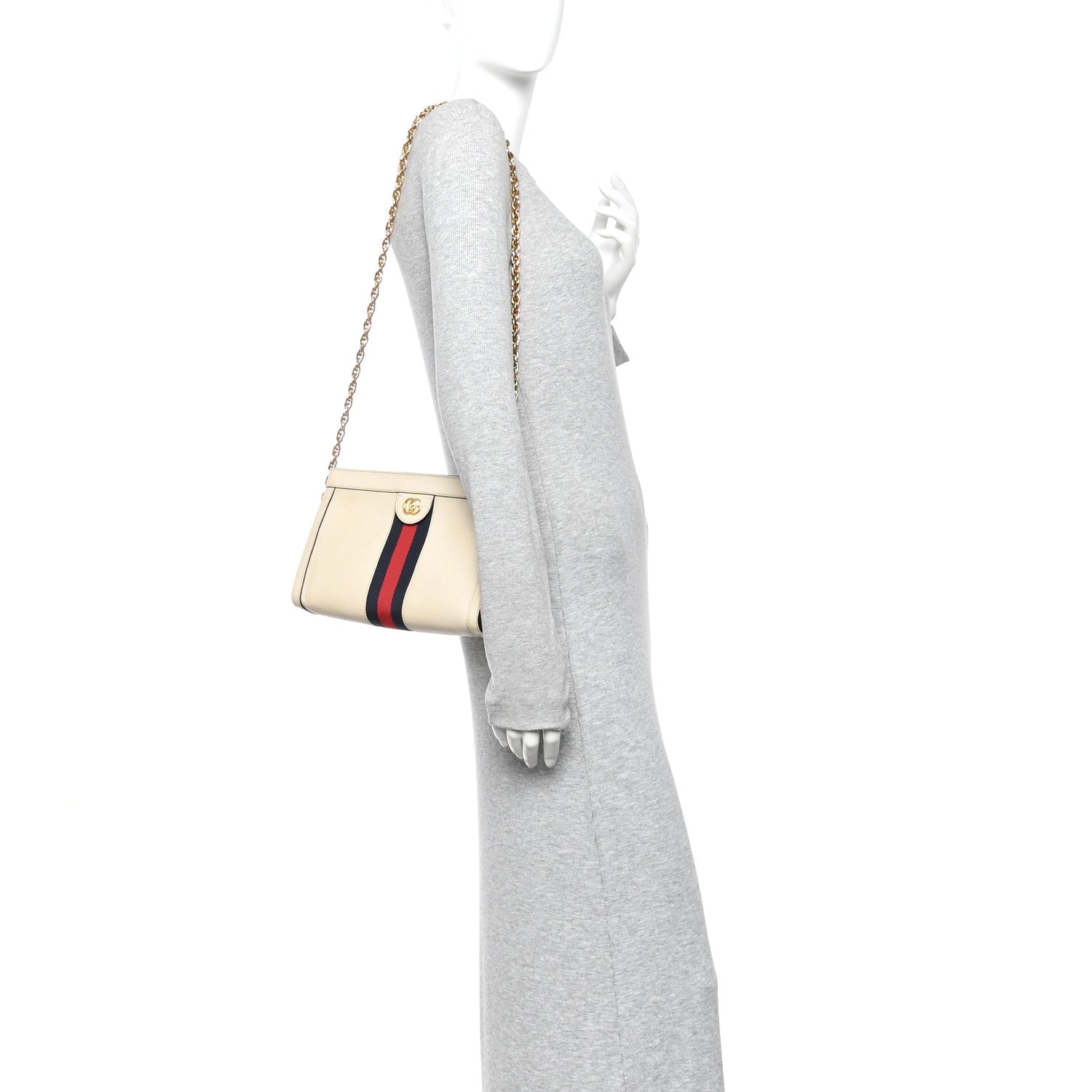 Gucci Textured Calfskin Web Small Ophidia Chain Shoulder Bag