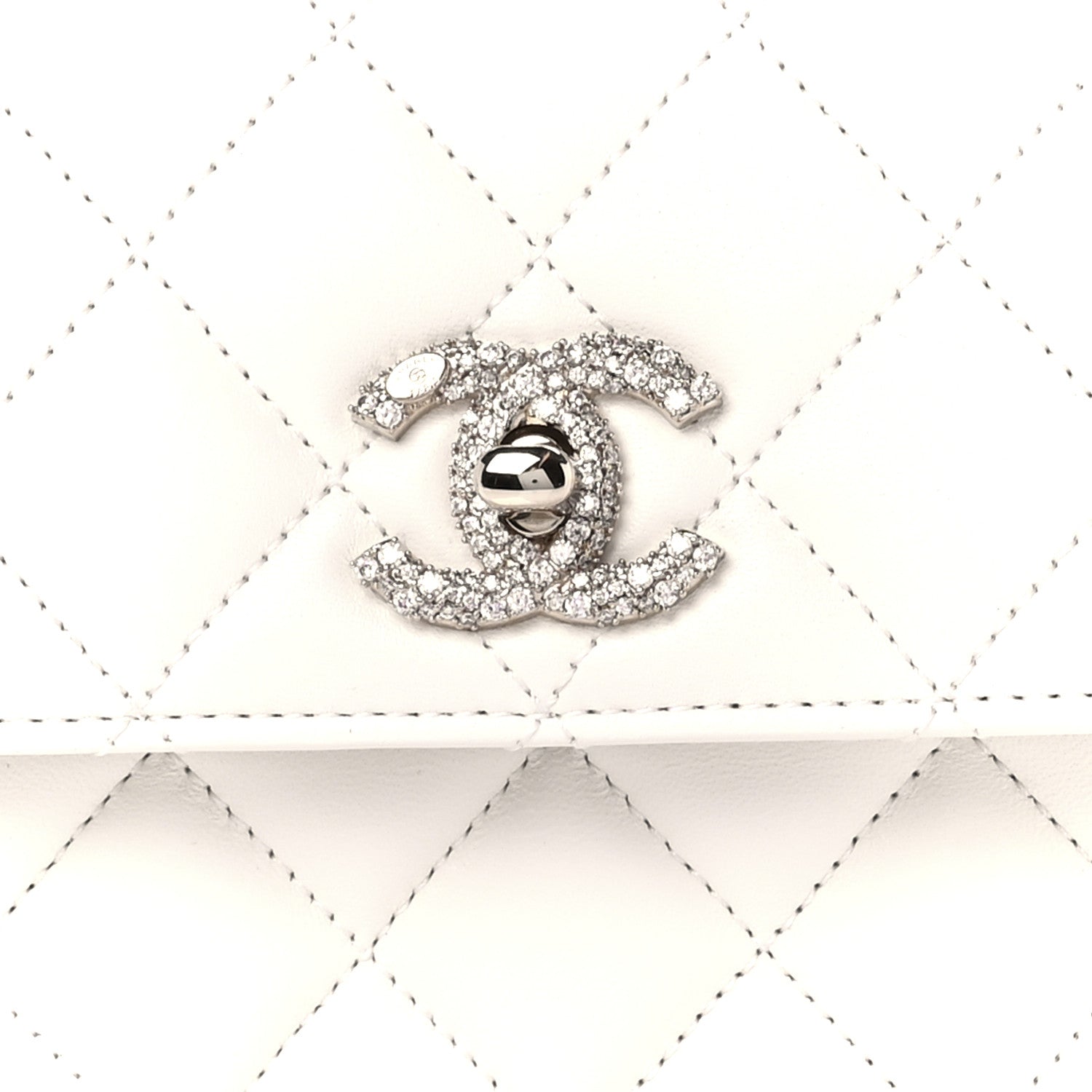Chanel Lambskin Crystal Quilted Mini Trendy CC Dual Handle Flap Bag White 9 of 12