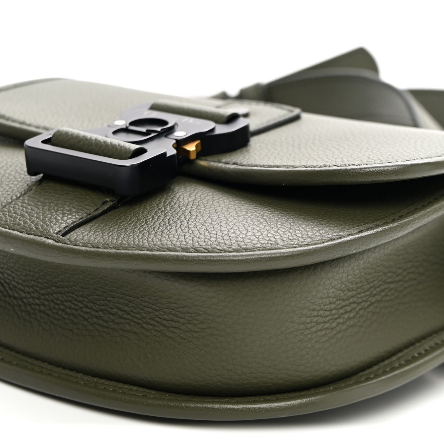 Grained Calfskin Mini Gallop Bag With Strap Green