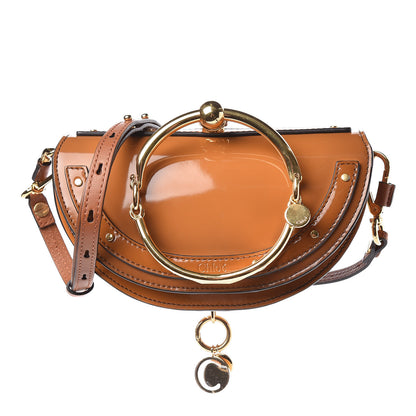 Chloe Spazzolato Sfumato Lambskin Calfskin Small Nile Bracelet Minaudiere Bag Caramel 1 of 11