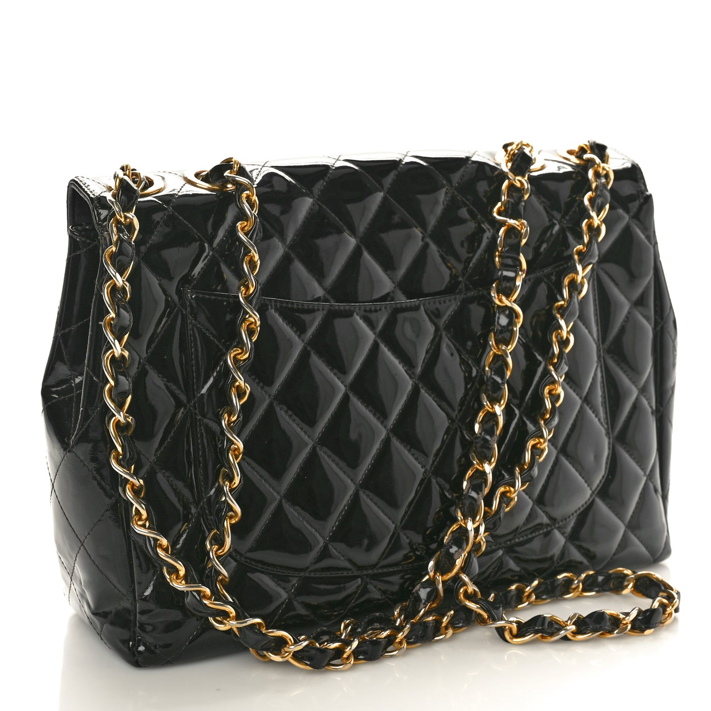 Patent Quilted XL Jumbo Single Flap Black