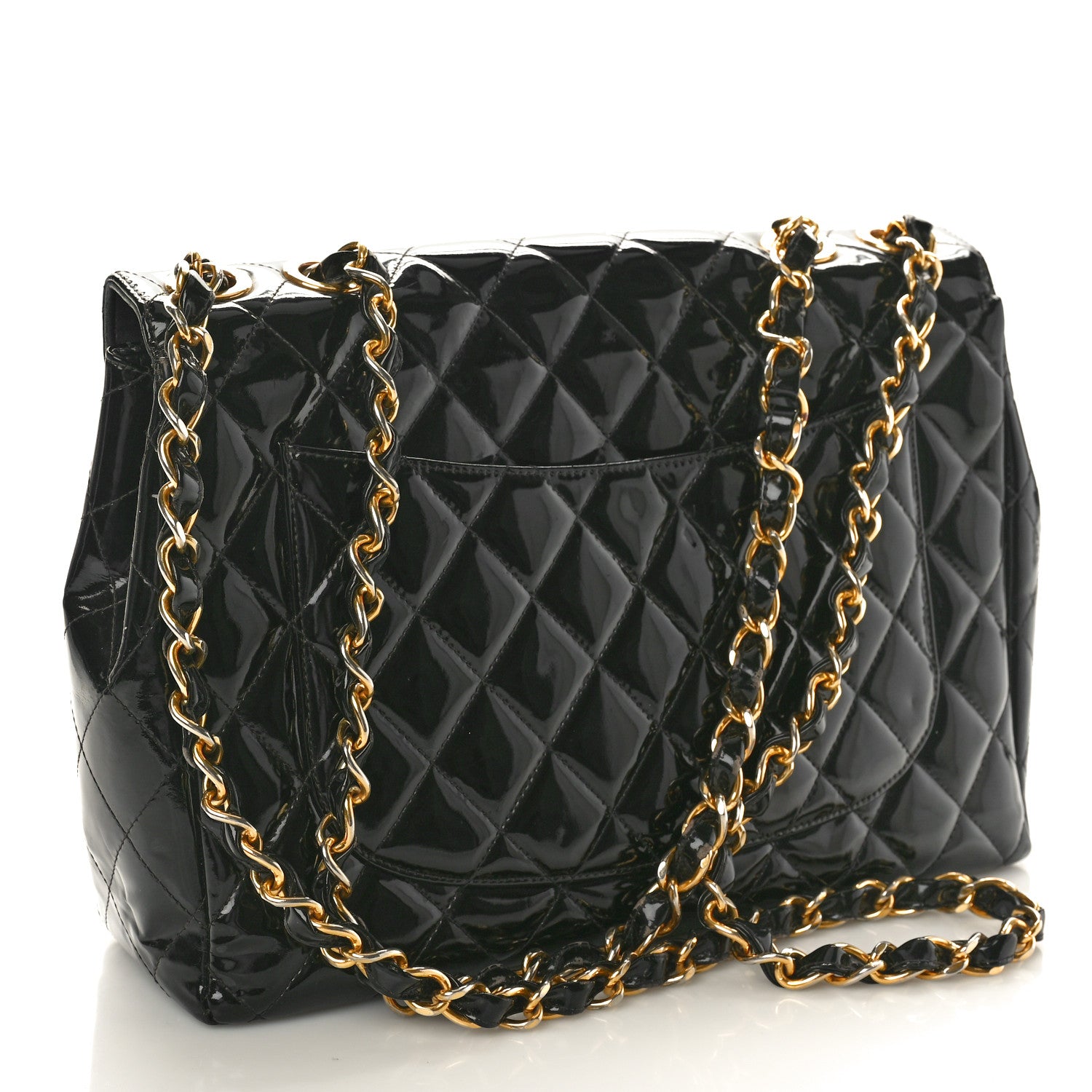 Chanel Patent Quilted XL Jumbo Single Flap Black 2 of 12