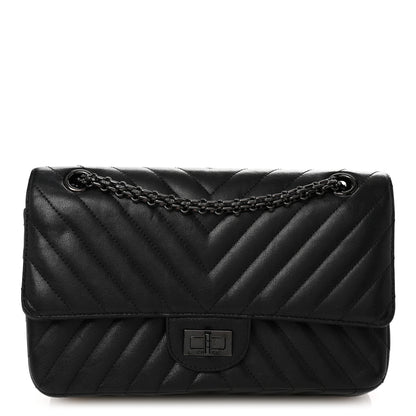 Chanel Sheepskin Chevron Quilted 2.55 Reissue 225 Double Flap So Black 1 of 10