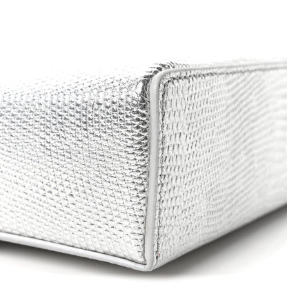 Chanel Lizard Embossed Top Handle Slim Vanity With Chain Silver 9 of 10