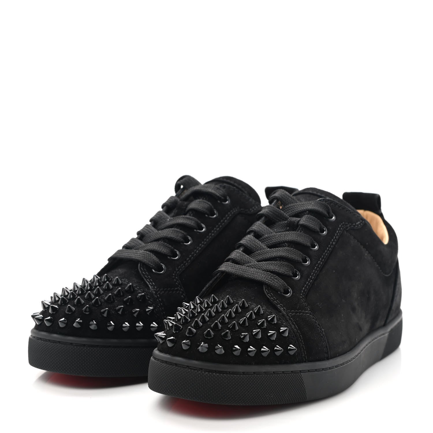 Christian Louboutin Veau Velours Louis Junior Spikes Flat Sneakers 39 Black 3 of 8