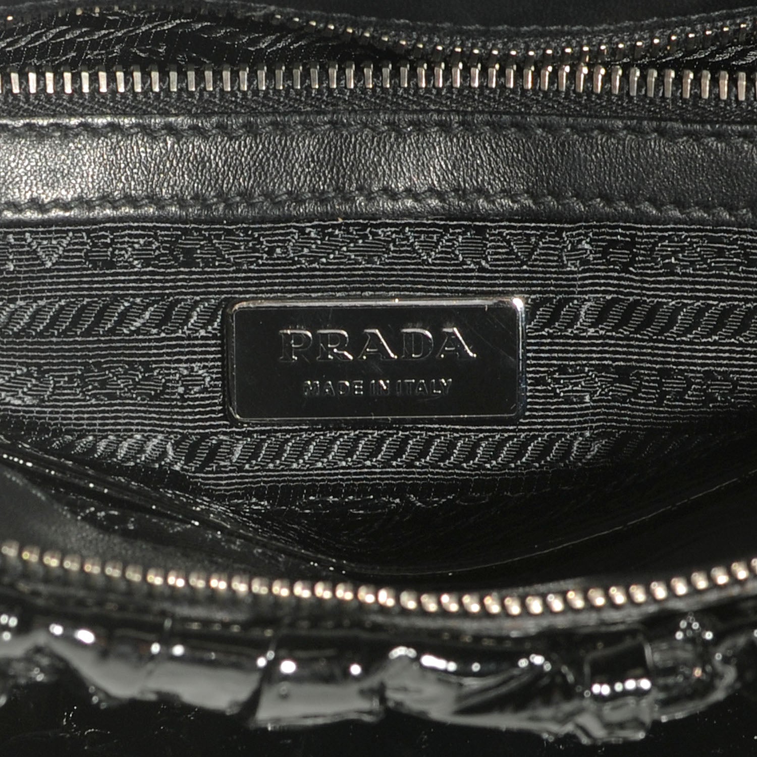 Prada Vernice Gaufre Tote Black 7 of 9