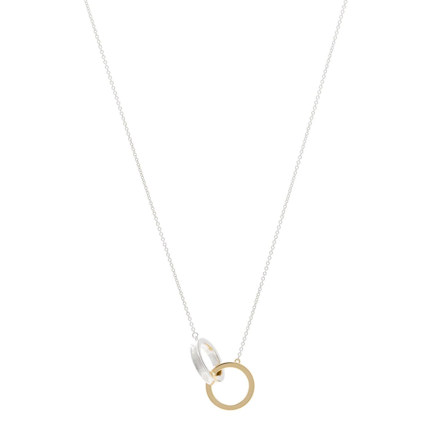Tiffany Sterling Silver 18K Yellow Gold 1837 Interlocking Circles Pendant Necklace 1 of 4