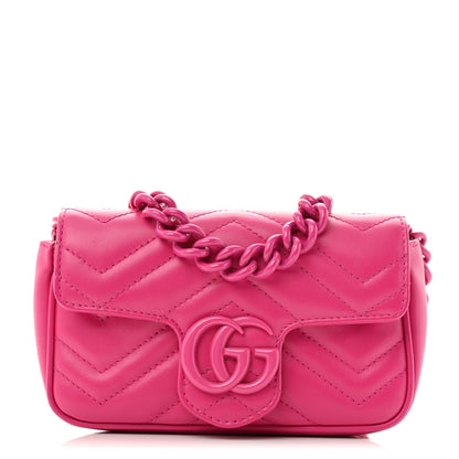 Gucci Calfskin Matelasse Monochrome GG Marmont Chain Belt Bag 80 32 Classic Fuxia 1 of 11