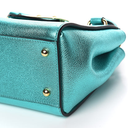 Burberry Metallic Soft Grain Calfskin Small Buckle Tote Emerald 7 of 12