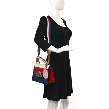 Gucci Calfskin Sylvie Web Small Queen Margaret Top Handle Bag Blue Agata Hibiscus Red Mystic White Sugar Pink 2 of 9