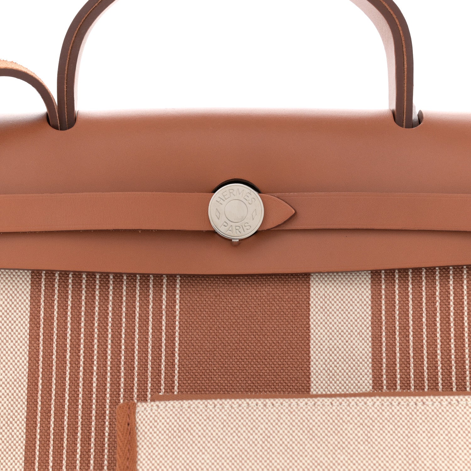 Hermes Vache Hunter Toile H Vibration Herbag Zip Retourne 31 PM Fauve Ecru Beige 8 of 10
