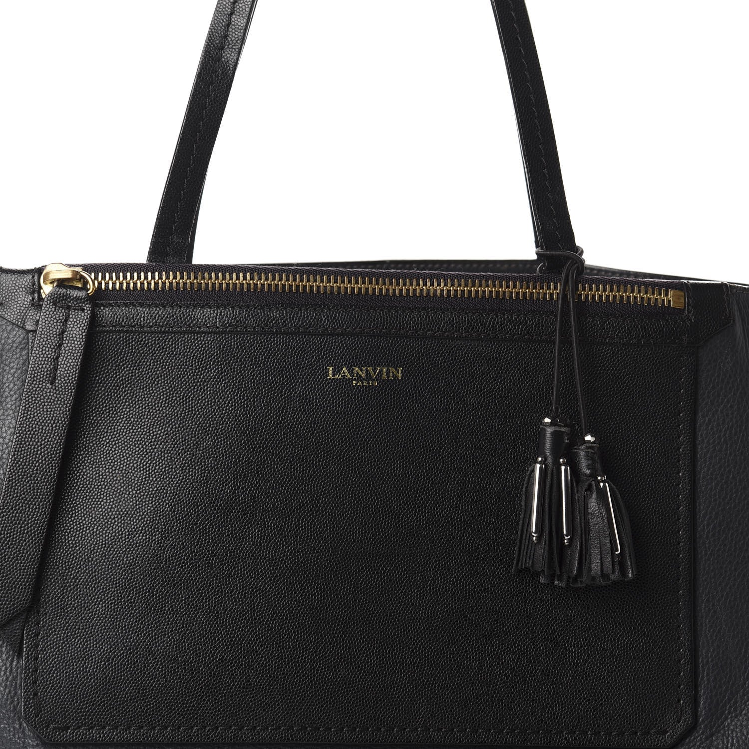 Lanvin Grained Calfskin New Easy Shopper Tote Navy Black 19 of 20