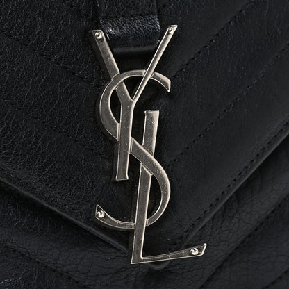 Saint Laurent Grained Calfskin Matelasse Chevron Medium Monogram Chain Bag Black 11 of 11
