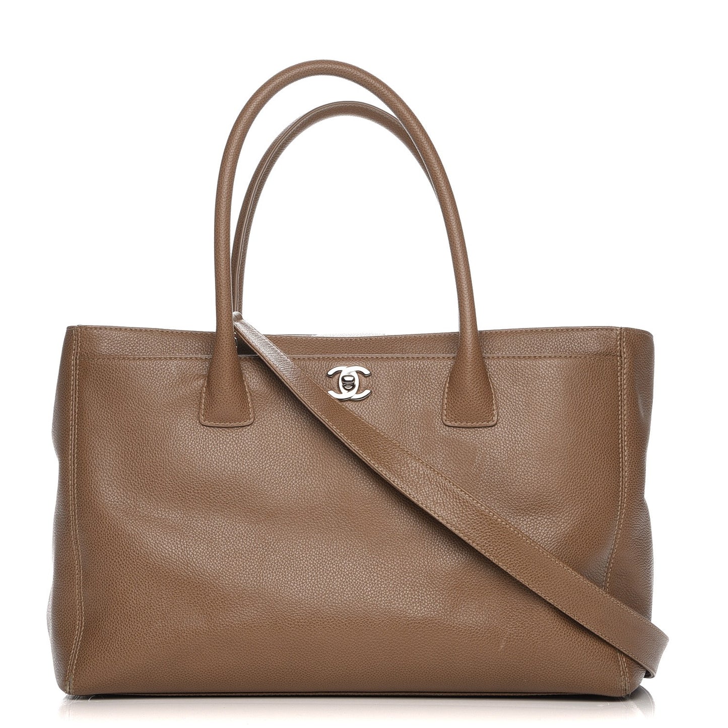 Calfskin Cerf Executive Shopper Tote Beige