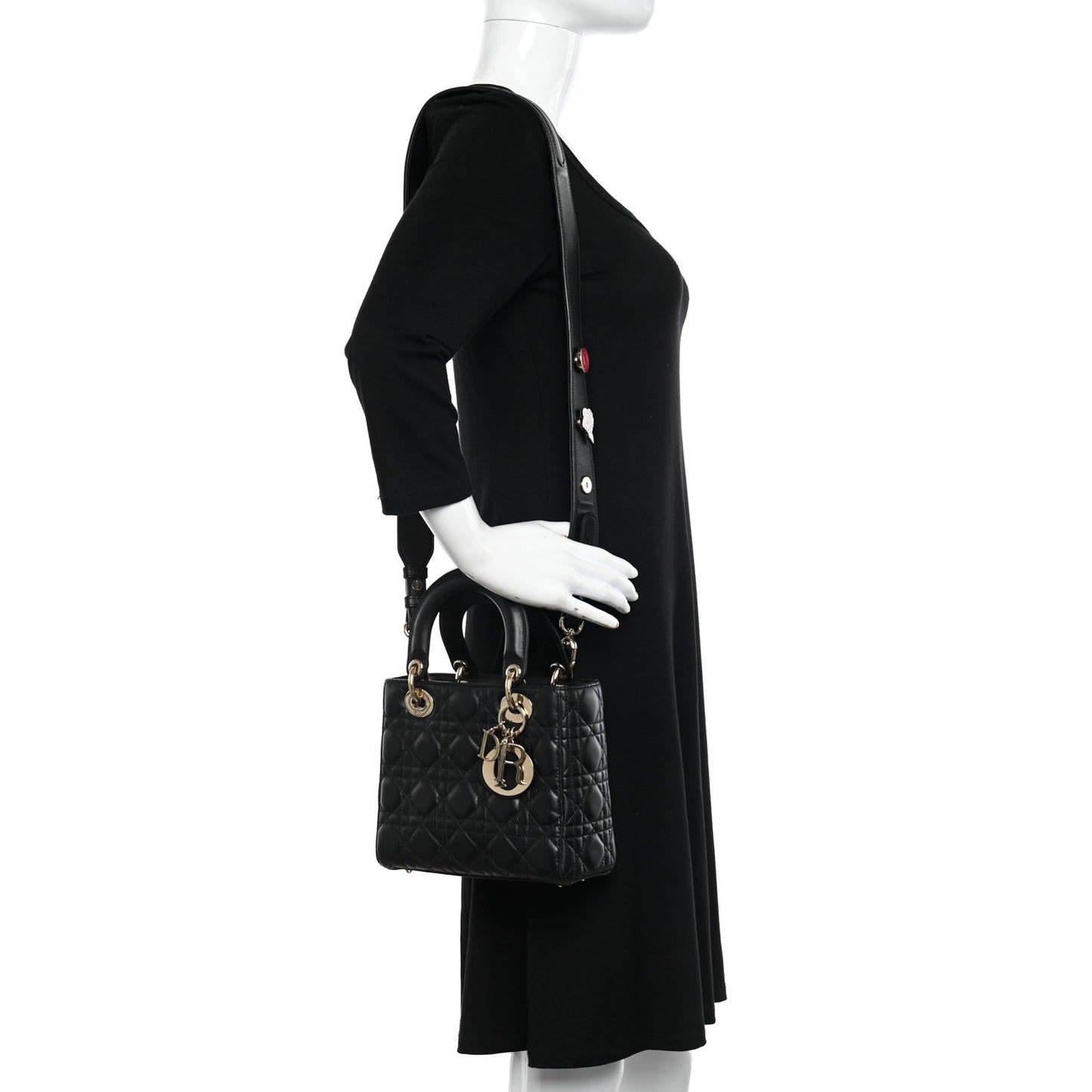 Lambskin Cannage Small Lucky Badges My Lady Dior Black