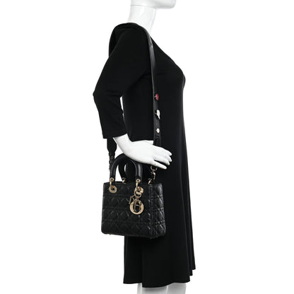 Christian Dior Lambskin Cannage Small Lucky Badges My Lady Dior Black 2 of 10