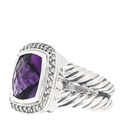 David Yurman Sterling Silver Diamond Amethyst 11mm Albion Ring 50 5.5 3 of 6