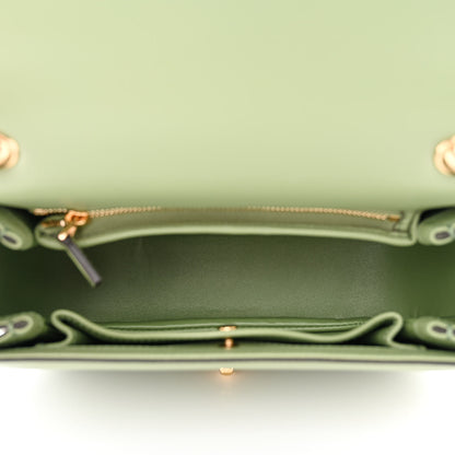 Gucci Roxy Calfskin Small Blondie Top Handle Shoulder Flap Bag Salamander Green 5 of 10