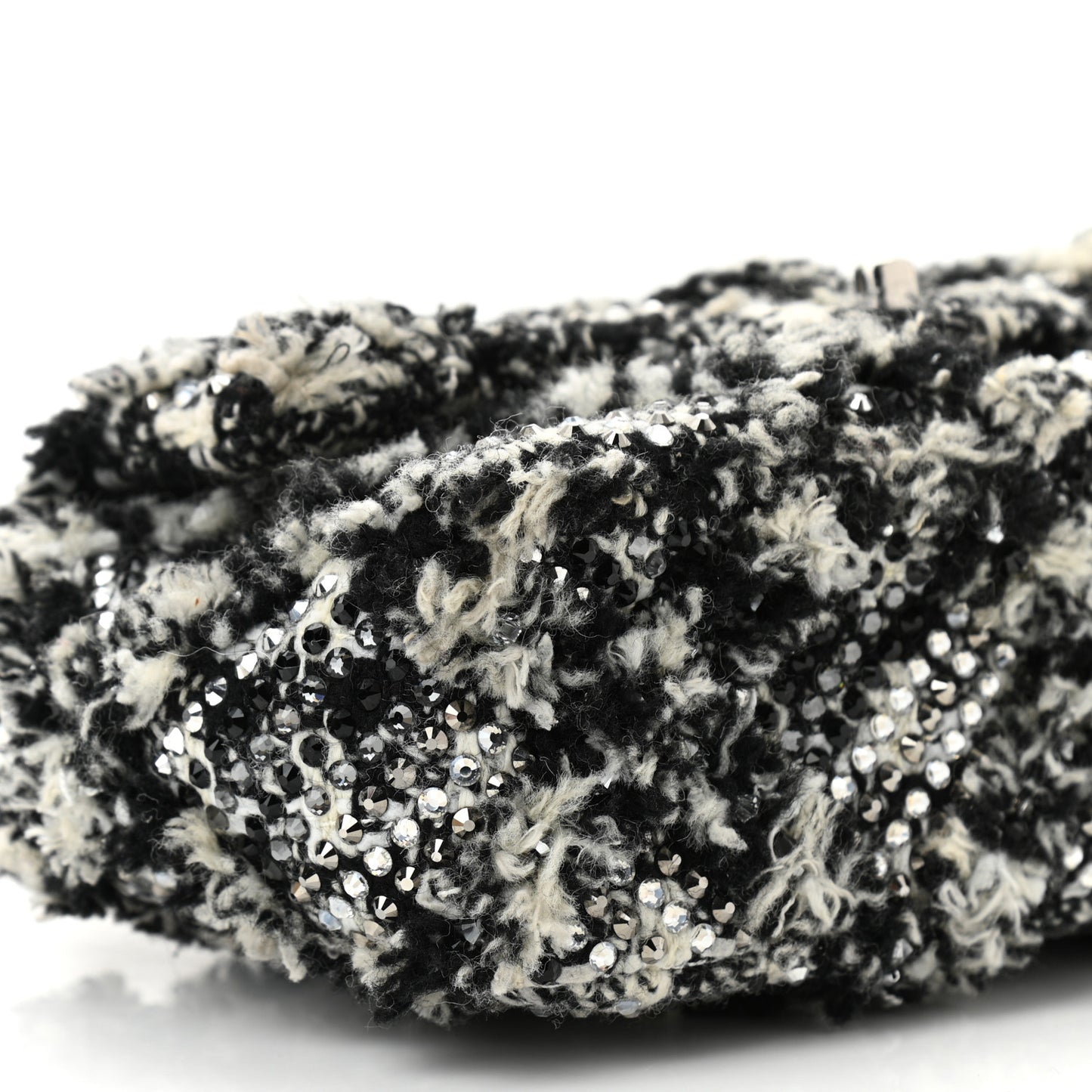 Crystal Tweed Quilted Small Double Flap Black Ecru White