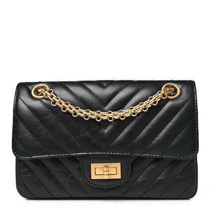 Chanel Aged Calfskin Chevron Quilted 2.55 Reissue Mini Flap Black 1 of 10